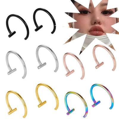 Fashion C Shape Stainless Steel Unisex Lip and Nose Ring Earrings