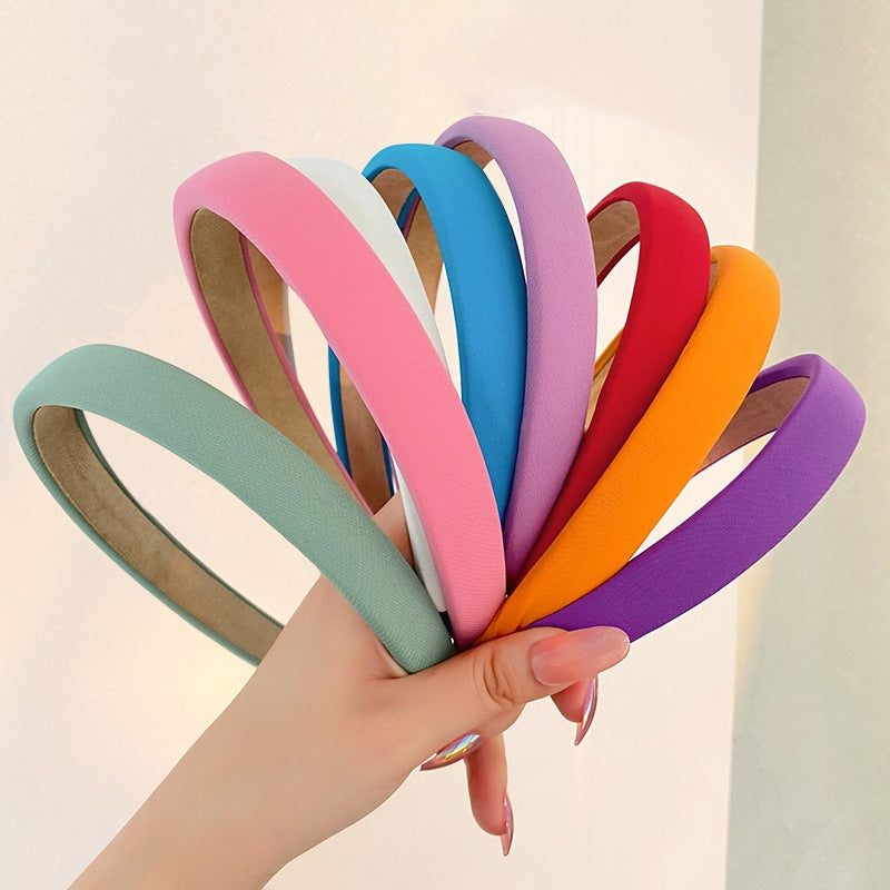 Fashion Candy Color Solid Sponge Wide Headband for Women