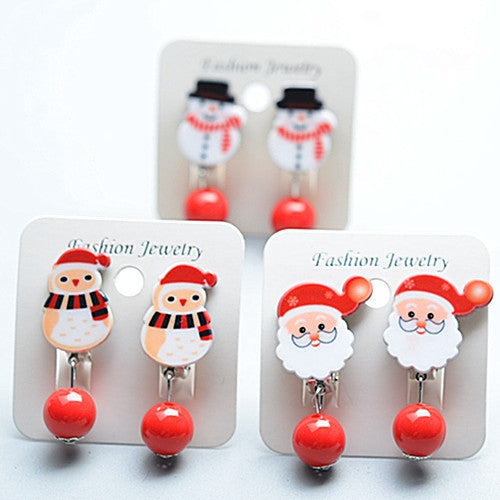 Fashion Christmas Reindeer Tassel Clip-On Earrings for Kids