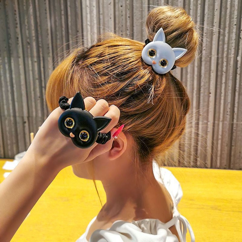 Fashion Acrylic Cat Hair Tie - Cute Cartoon Elastic Hair Band for Girls