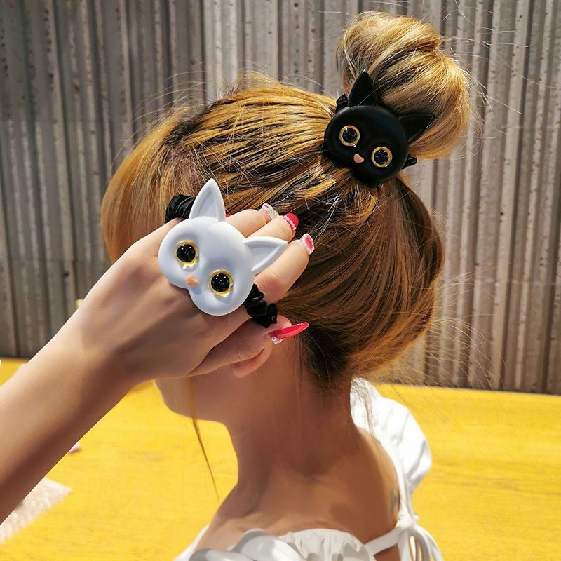 Fashion Acrylic Cat Hair Tie - Cute Cartoon Elastic Hair Band for Girls