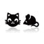 Fashion Stainless Steel Animal Ear Studs - Black Cat & Dog Design