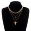 Fashion Bull Head Alloy Inlay Gemstone Layered Women's Necklace