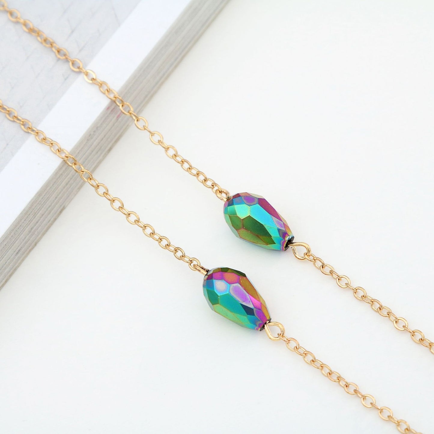 Fashion Colorful Crystal Beads Eyeglasses Chain