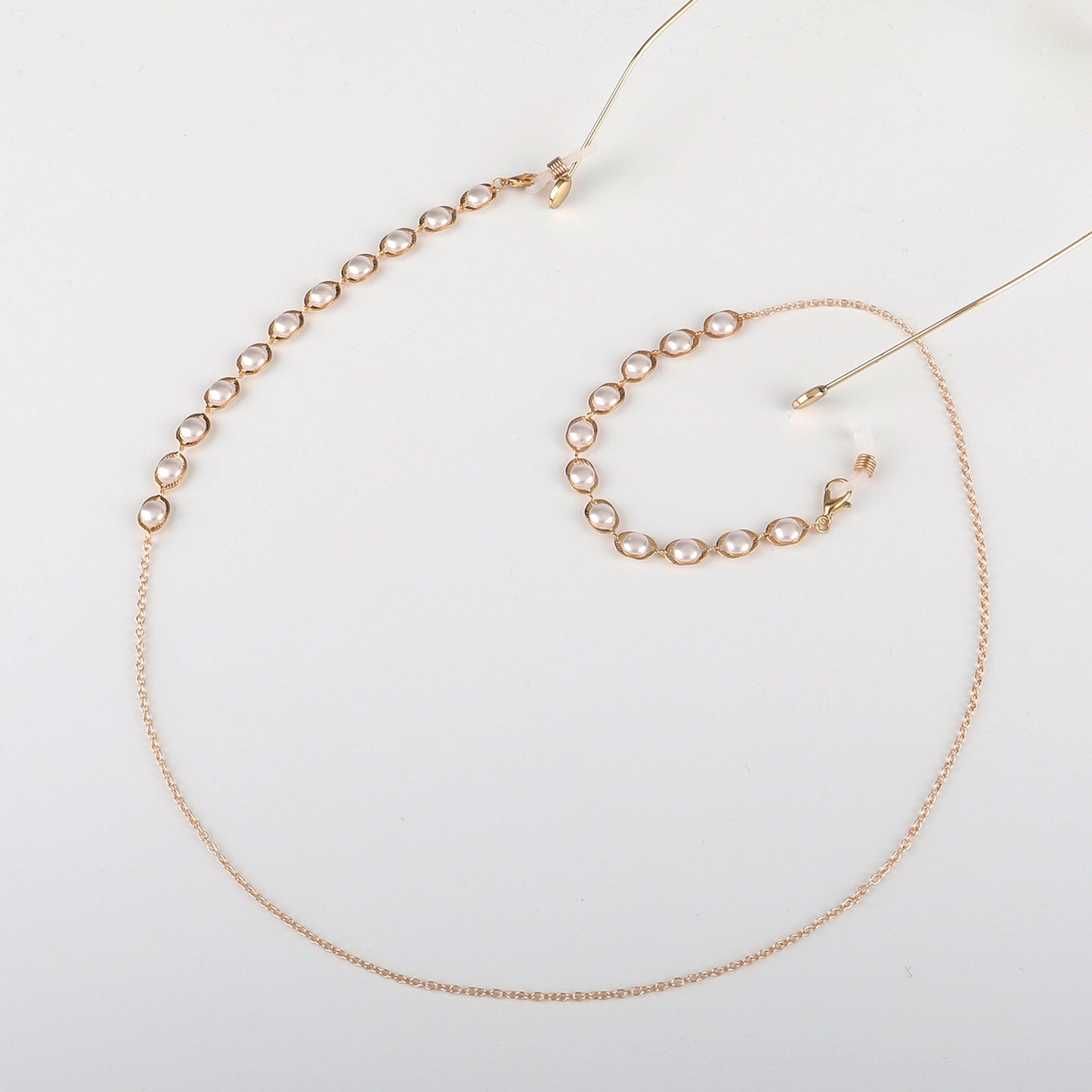 Gold Pearl Eyewear Retainer Chain