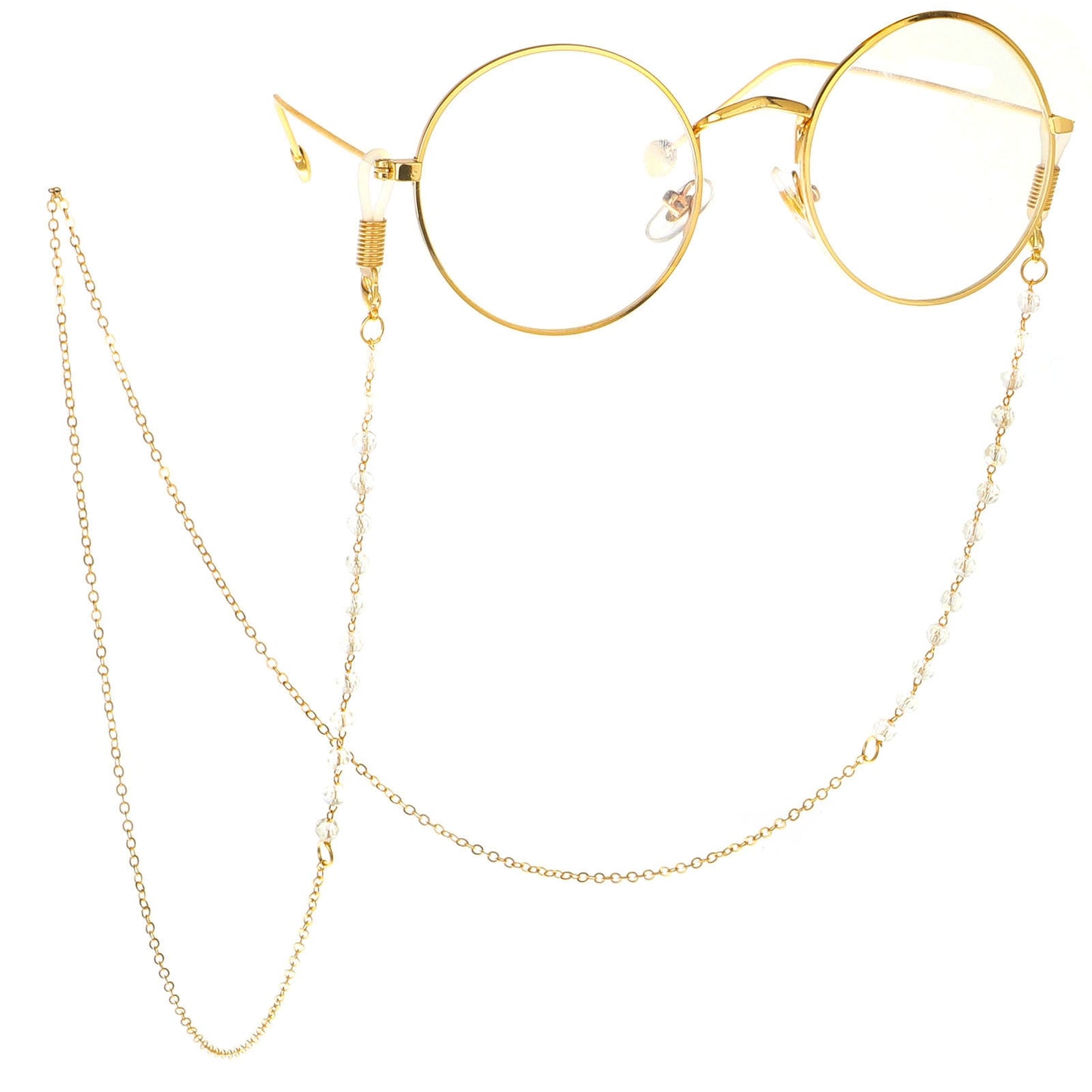 Fashion Gold Transparent Crystal Glasses Chain Anti-Lost Eyewear Accessory