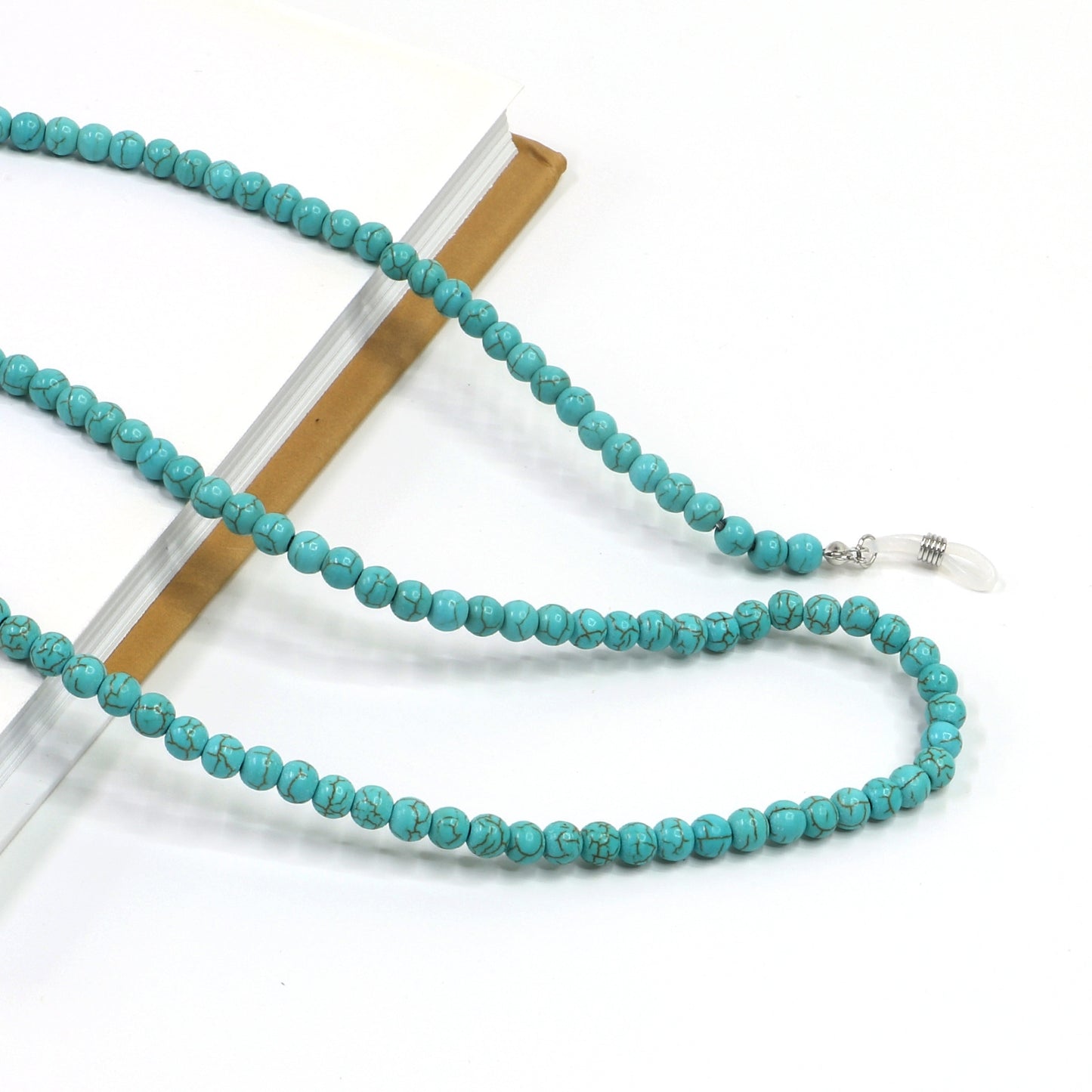 Fashion Chain Natural 6mm Turquoise Beads Handmade Glasses Holder Anti-Lost Chain