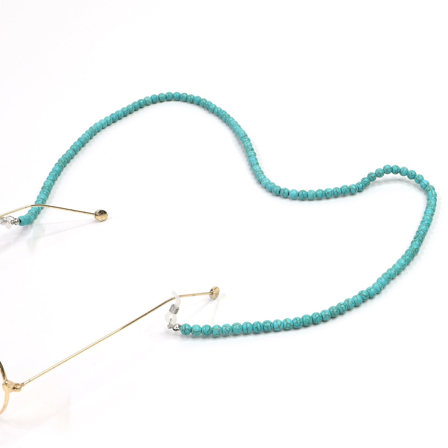 Fashion Chain Natural 6mm Turquoise Beads Handmade Glasses Holder Anti-Lost Chain