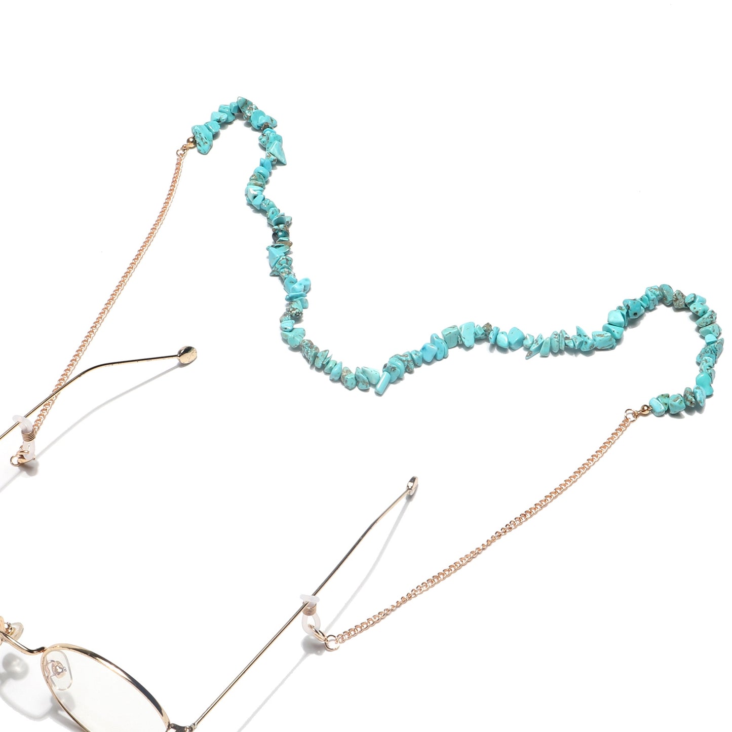 Fashion Chain Natural Turquoise Beads Handmade Glasses Holder Anti-Lost Lanyard