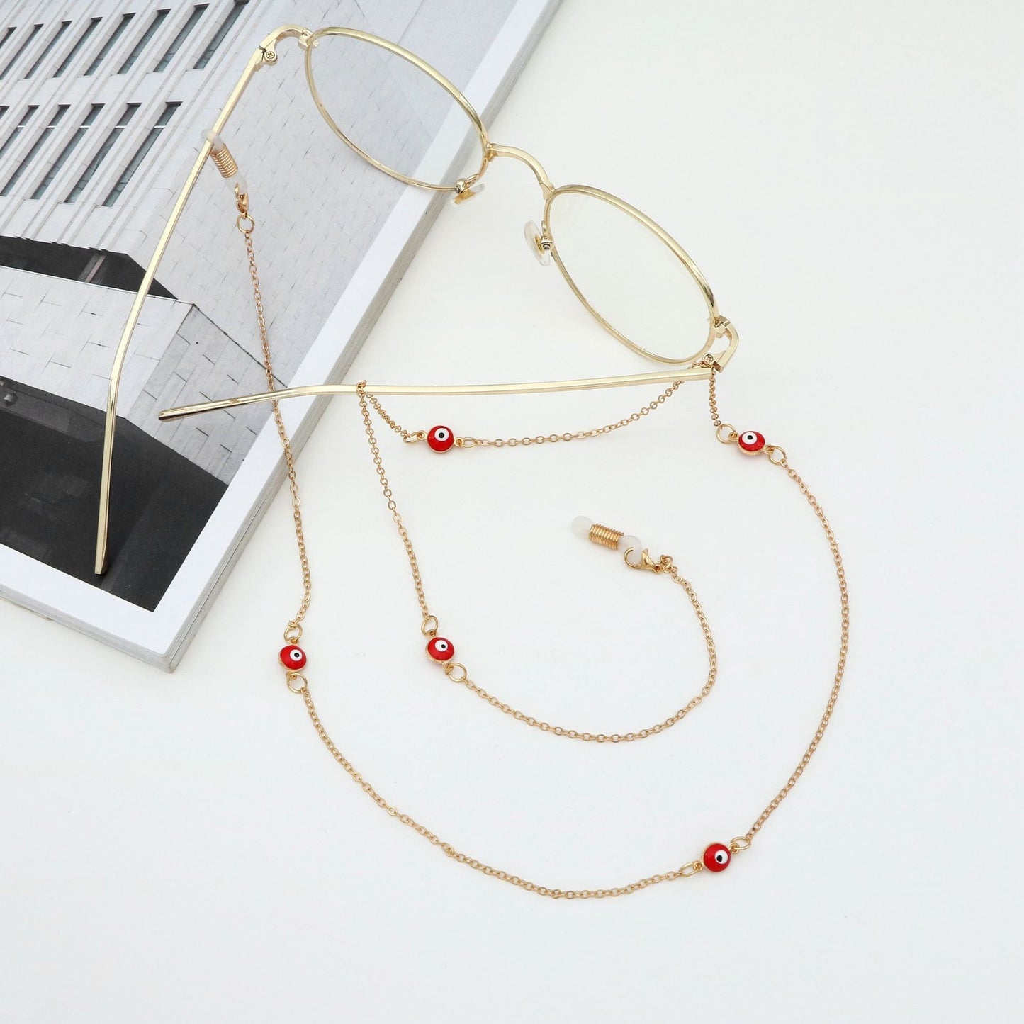 Fashion Chain Red Eye Beads Turkish Handmade Eyeglasses Anti-Lost Chain