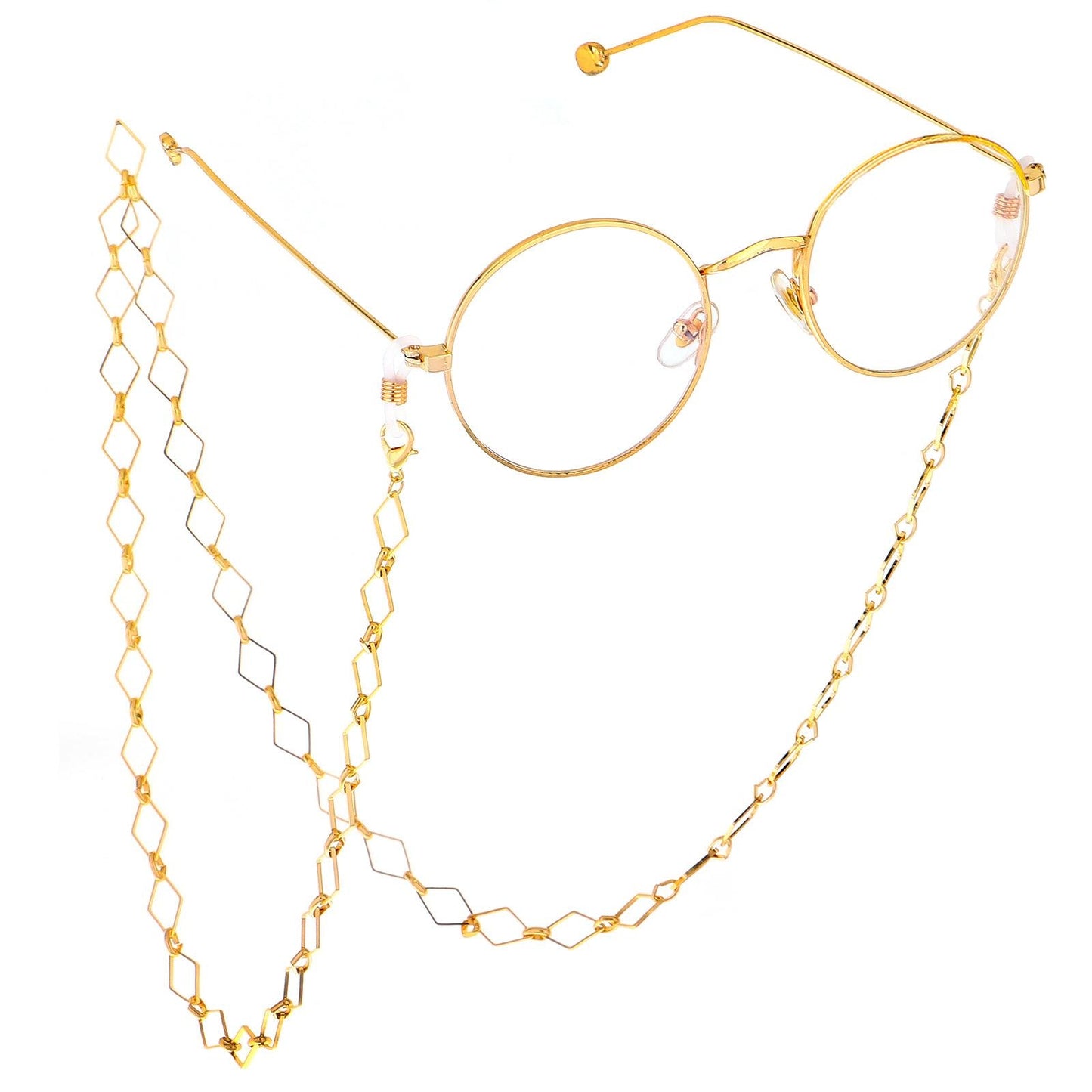 Fashion Rhinestone Geometric Metal Glasses Chain