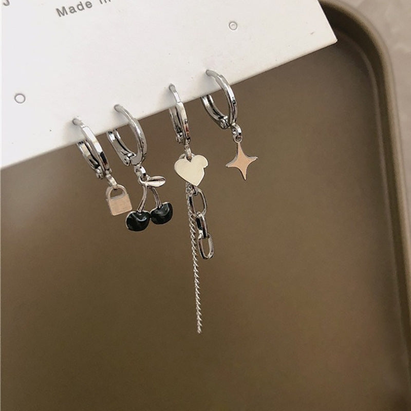 Cherry Heart Alloy Plated Women's Drop Earrings Set