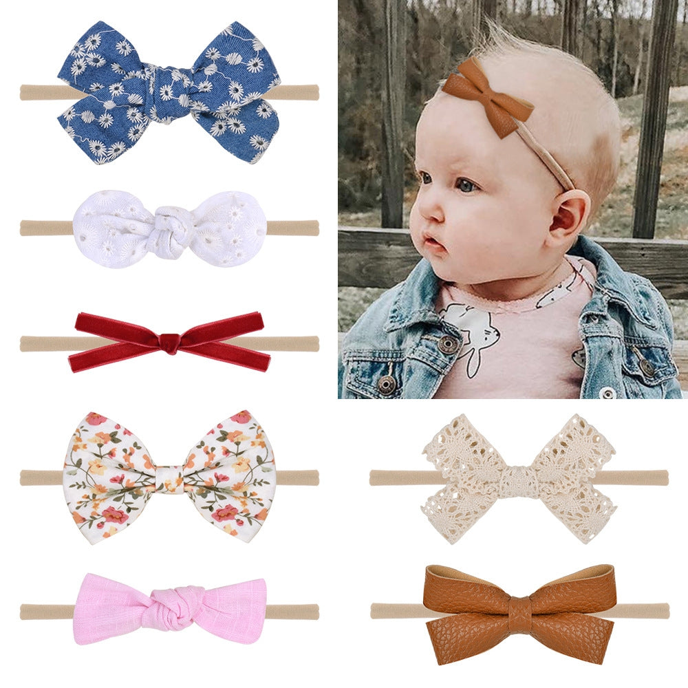 Fashion Baby Headband Set - Flower Fabric Nylon Hair Accessories (10 Pack)