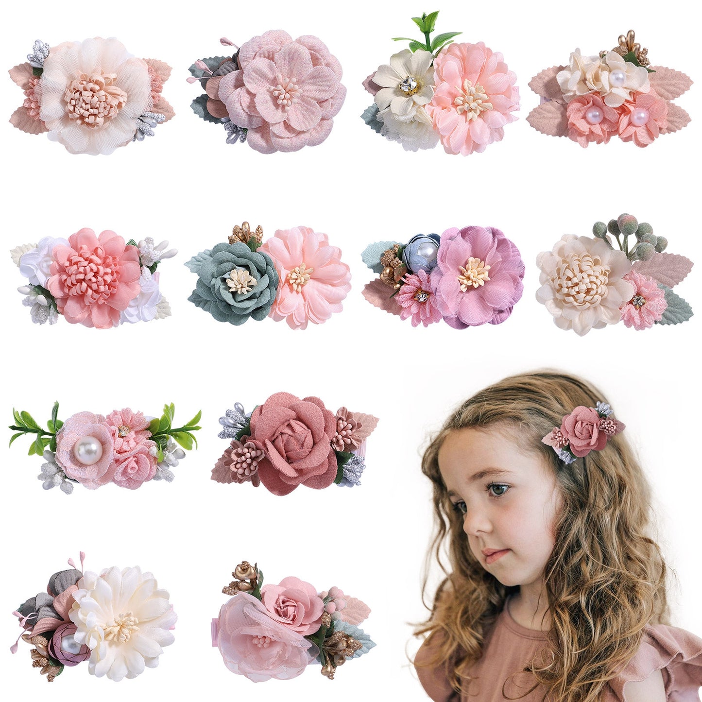 Fashion Kids Floral Pearl Hairpin Headdress