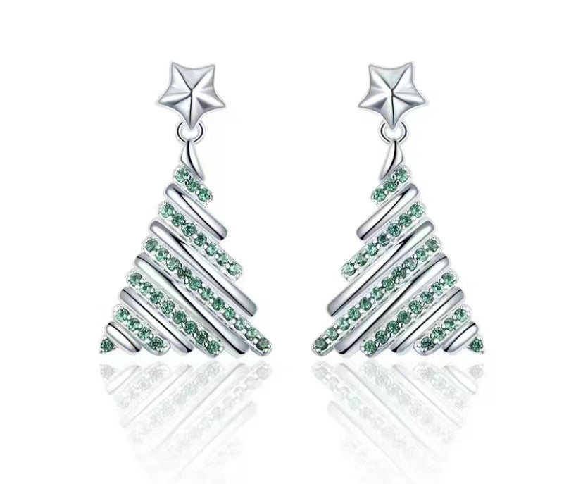 Fashion Christmas Tree Alloy Rhinestones Women's Earrings 1 Pair