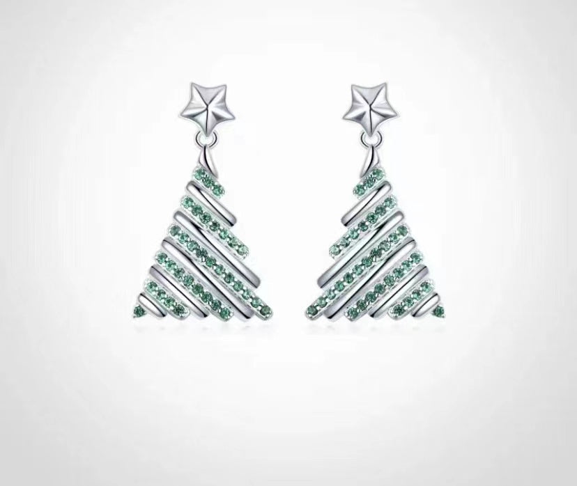 Fashion Christmas Tree Alloy Rhinestones Women's Earrings 1 Pair