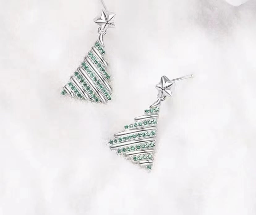 Fashion Christmas Tree Alloy Rhinestones Women's Earrings 1 Pair