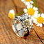 Chrysanthemum Daisy Flower Engraved Rotatable Women's Ring