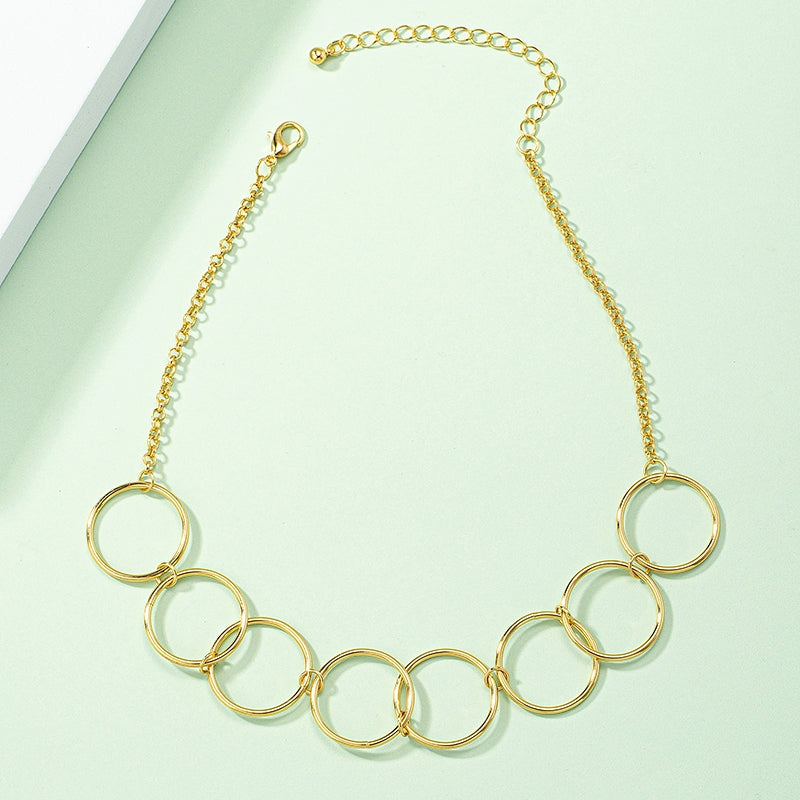 Fashion Geometric Circle Pendant Choker Necklace for Women