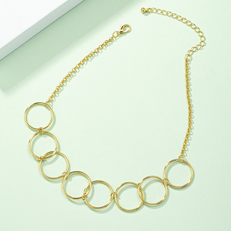 Fashion Geometric Circle Pendant Choker Necklace for Women