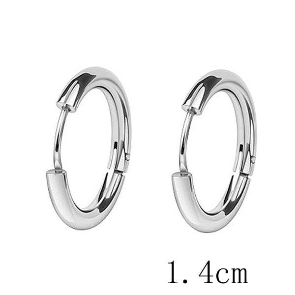 Stainless Steel Circle Hoop Earrings for Men - 10mm 12mm 14mm