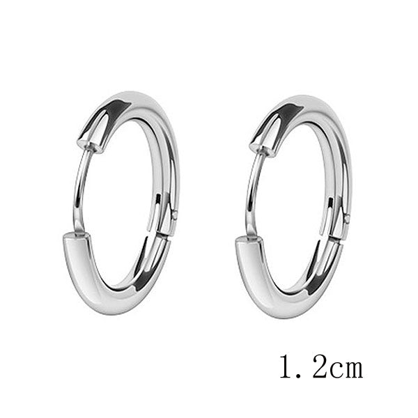 Stainless Steel Circle Hoop Earrings for Men - 10mm 12mm 14mm