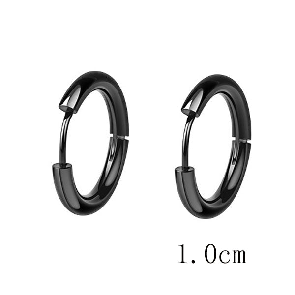 Stainless Steel Circle Hoop Earrings for Men - 10mm 12mm 14mm