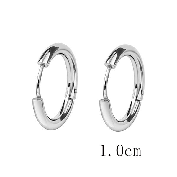 Stainless Steel Circle Hoop Earrings for Men - 10mm 12mm 14mm