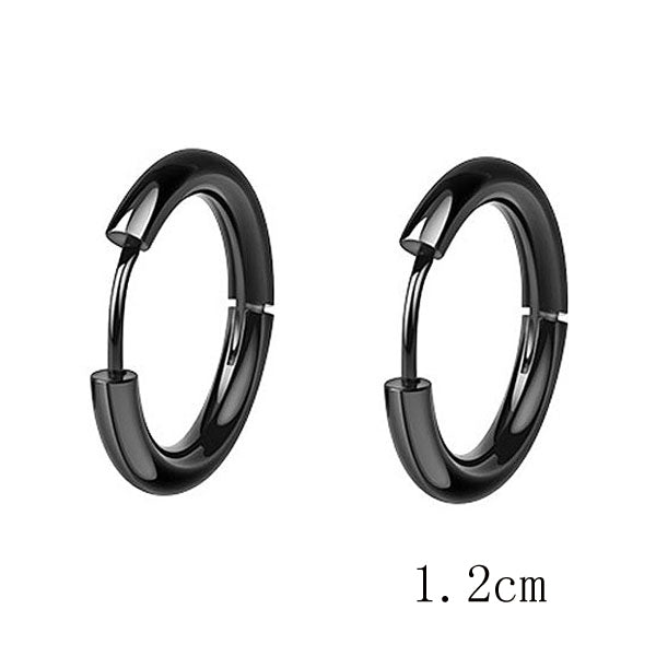 Stainless Steel Circle Hoop Earrings for Men - 10mm 12mm 14mm