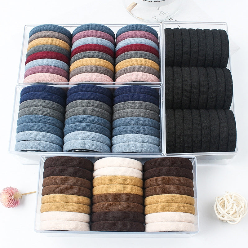 Fashion Circle Solid Color Hair Tie Set - Flocking Rubber Bands for Ponytails and Student Accessories