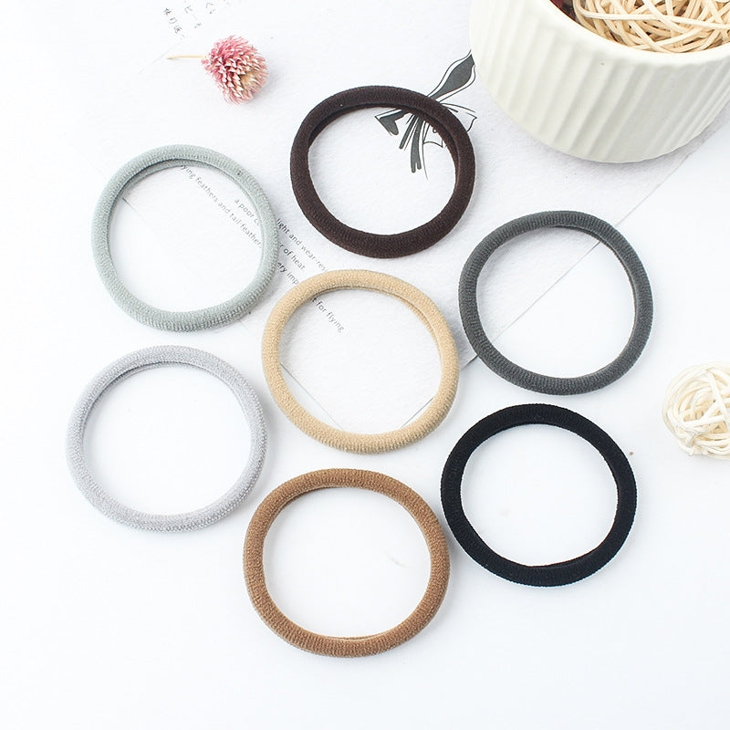 Fashion Circle Solid Color Hair Tie Set - Flocking Rubber Bands for Ponytails and Student Accessories