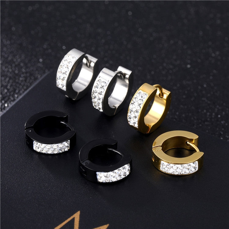 Fashion Punk Titanium Steel Zircon Inlay Earrings