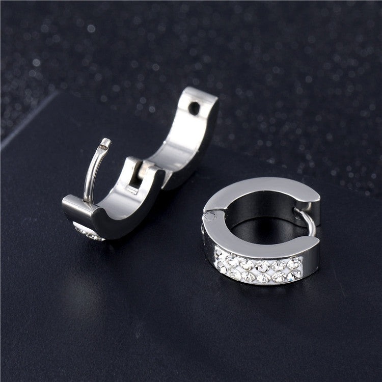 Fashion Punk Titanium Steel Zircon Inlay Earrings