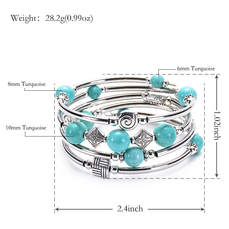 Fashion Multilayer Natural Stone Beaded Bracelet for Women