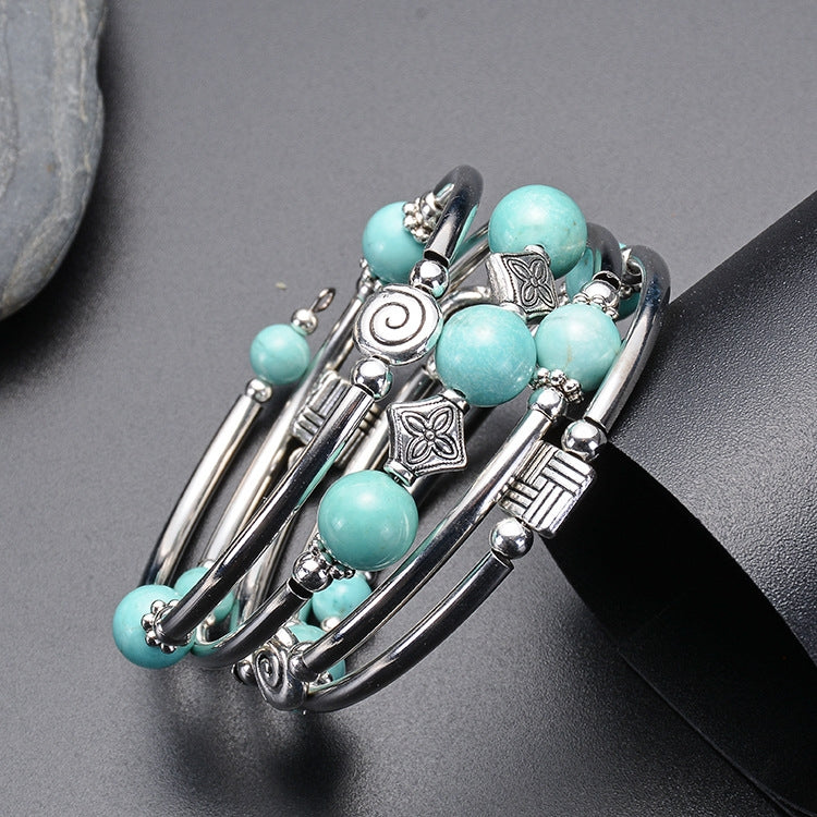 Fashion Multilayer Natural Stone Beaded Bracelet for Women
