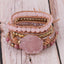Fashion Color Block Natural Stone Beaded Wrap Bracelet