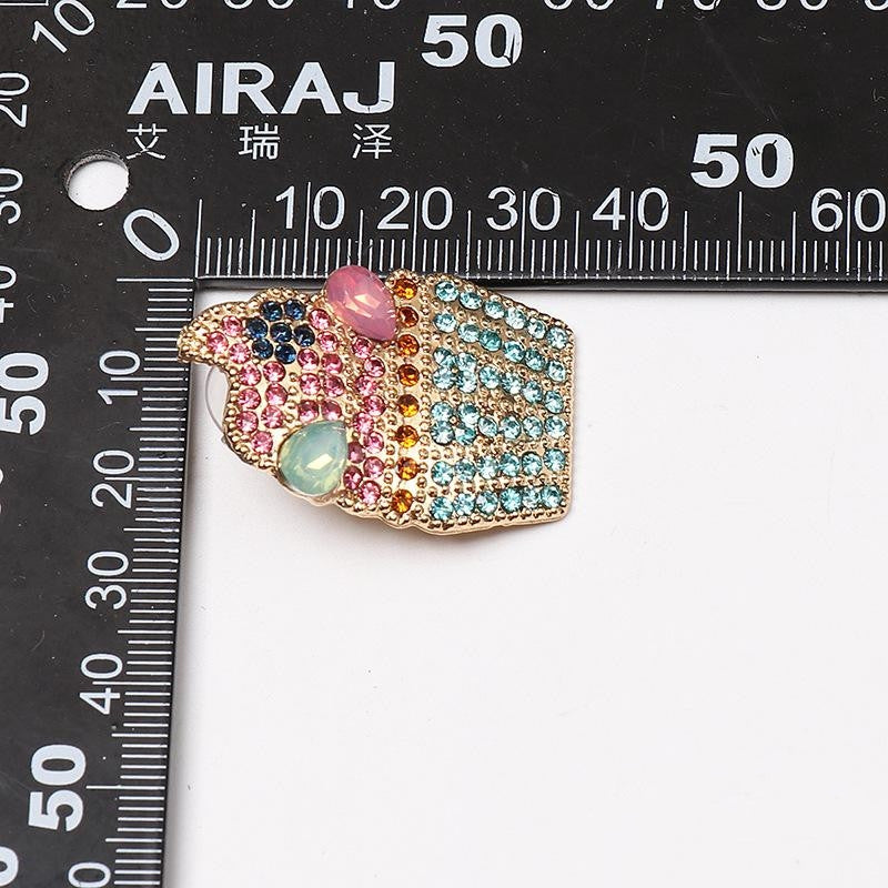 Fashion Crystal Ice Cream Stud Earrings for Women