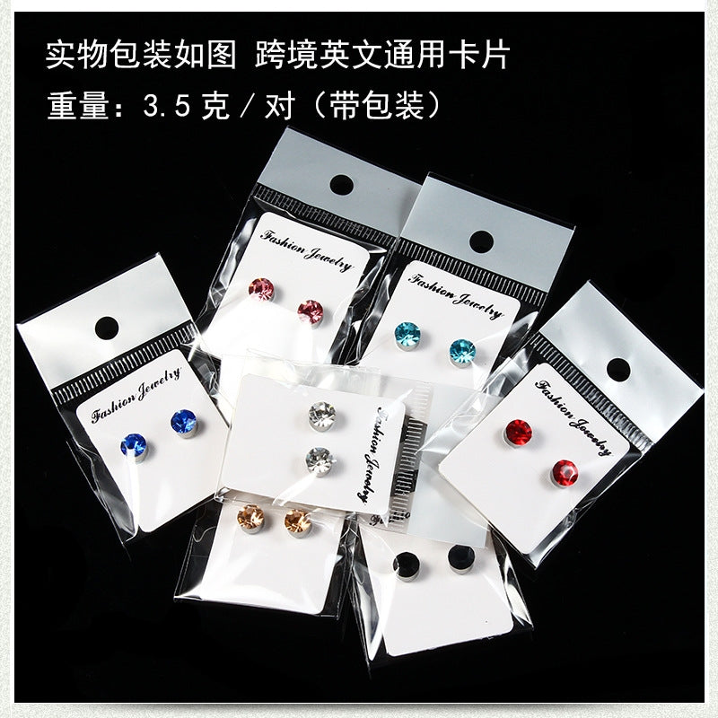 Fashion Colorful Diamond Magnetic Stainless Steel Clip-On Earrings