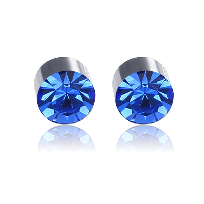 Fashion Colorful Diamond Magnetic Stainless Steel Clip-On Earrings