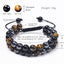 Colorful Agate and Tiger Eye Stone Unisex Adjustable Beaded Bracelet