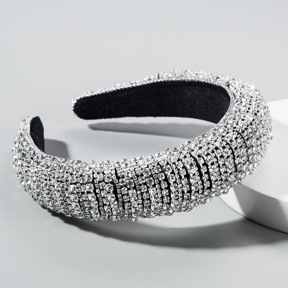 Fashion Colorful Rhinestone Baroque Wide Headband for Women