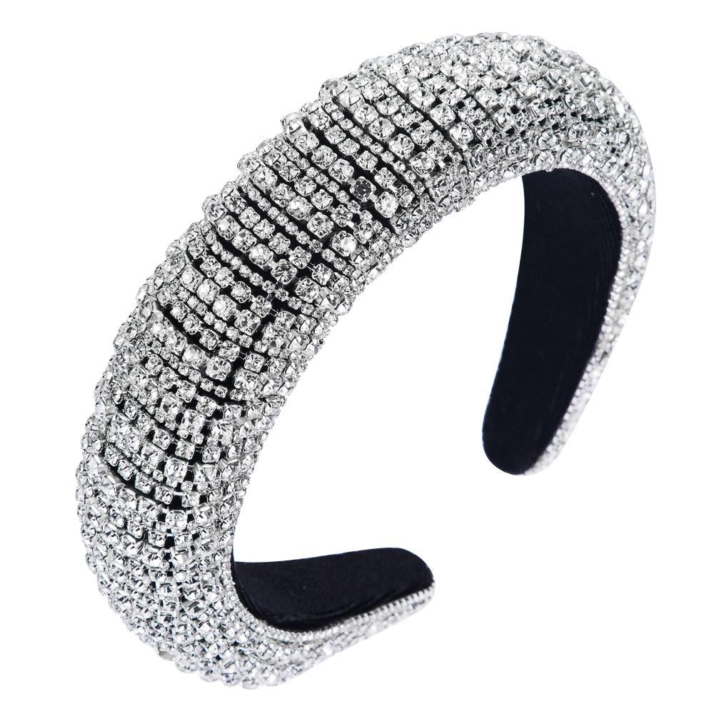 Fashion Colorful Rhinestone Baroque Wide Headband for Women