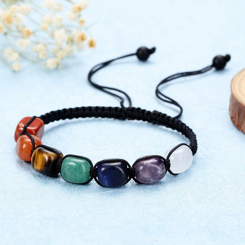 Colorful Natural Stone Beaded Bracelet with Tiger Eye and Agate Crystals