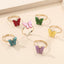 Colorful Butterfly Chic Open Alloy Ring Set - 6 Pieces