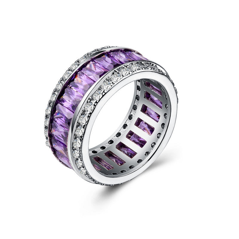 Fashion Silver-Plated Zircon Gemstone Ring for Women