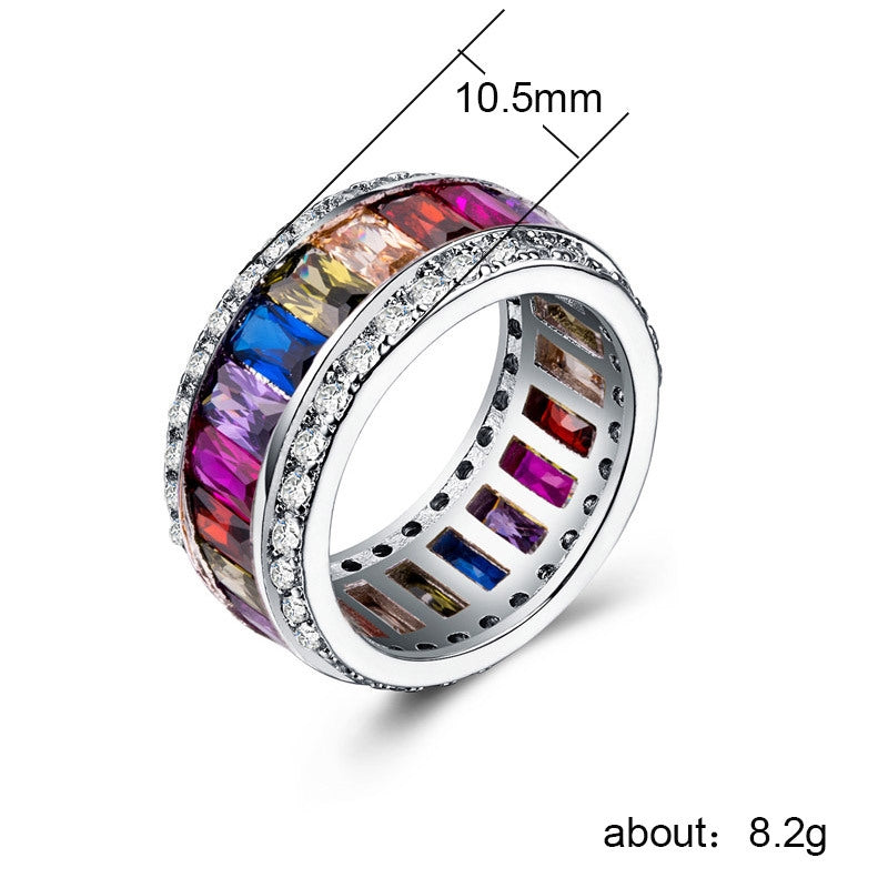 Fashion Silver-Plated Zircon Gemstone Ring for Women