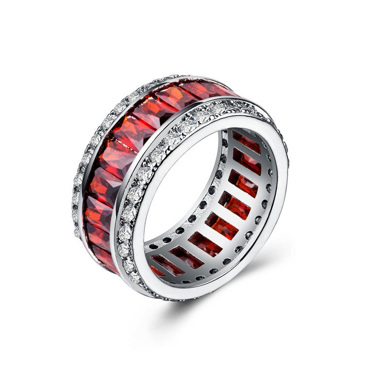 Fashion Silver-Plated Zircon Gemstone Ring for Women