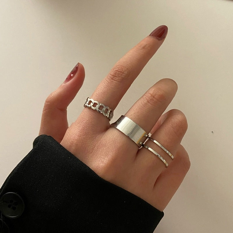 Fashion Geometric Chain Twist Ring Set - Three Pieces