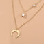 Fashion Crescent Star Zircon Pendant Layered Necklace