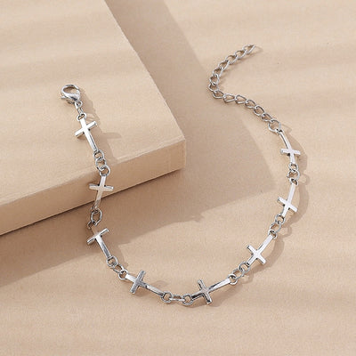 European American Simple Fashion Cross Alloy Women's Bracelet - Punk Creative Design